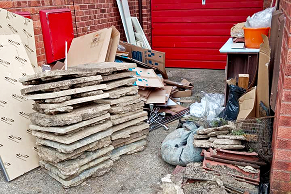 Waste from a garage ready to go.